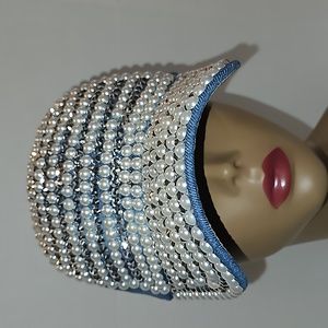 (NWT) DENIM RHINESTONE HAT